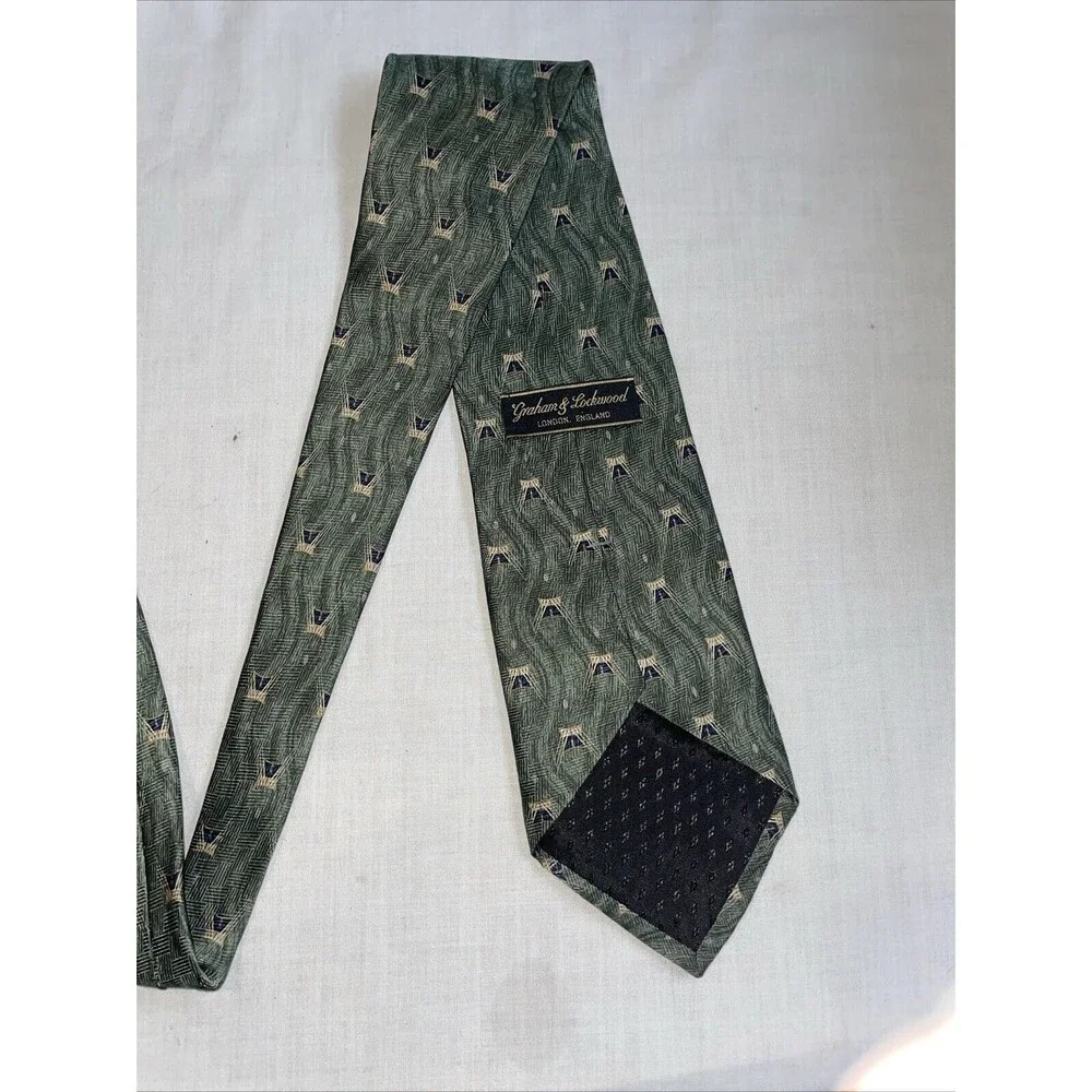 Graham & Lockwood Men’s Dress Tie Size 57” Green 100% Silk Business Formal